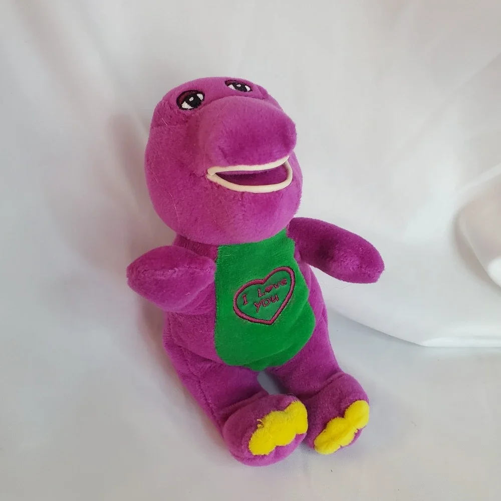 Vintage‎ Barney Plush animal. I love you heart on chest Beanbag Stuffed NO SOUND
